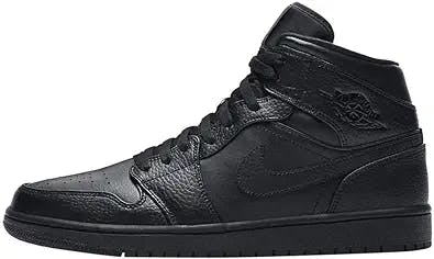 Nike Mens Air Jordan 1 Mid 'Triple Black' Basketball Shoes Size 11.5 US