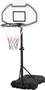 Aosom Poolside Basketball Hoop Stand Portable Basketball System Goal, Adjustable Height 3'-4', 30" Backboard