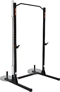 GRIND FITNESS Alpha1000 Squat Stand, Exercise Rack with Pull Up Bar, Barbell Holder and Weight Plate Storage Pegs, 2x2 Steel Uprights, J-Cup 1000 lbs Weight Limit