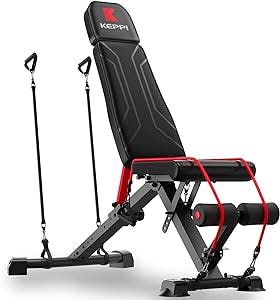 Keppi Adjustable Weight Bench-Foldable Workout Bench Press for Full Body Strength Training, Incline Decline Bench with Fast Folding - 2023 Version