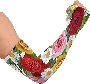 STAYTOP Romantic Colored Roses Compression Arm Sleeves -UV Sun Protection Cooling Athletic Sports Sleeve for Football,Cycling,Travel