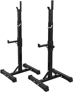 550 Lbs Squat Rack Barbell Rack 41-66 Inches Adjustable Standard Sturdy Steel Dumbbell Rack Weight Lifting Rack Bench Press Rack Squat Stand for Gym/Home Gym