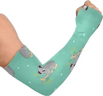 STAYTOP Sloth on Tree Green Compression Arm Sleeves -UV Sun Protection Cooling Athletic Sports Sleeve for Football,Cycling,Travel