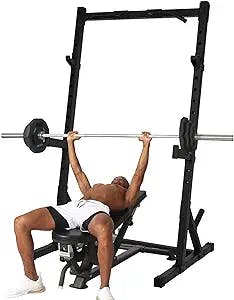 Barbell Rack Squat Stand Adjustable Bench Press Rack 1100LBS Max Load,Multifunction Power Tower Pull Up Dip Station Dip Stands, Pull Up Bars, Push Up Bars,VKR, Adjustable-14 Levels Home Gym Fitness