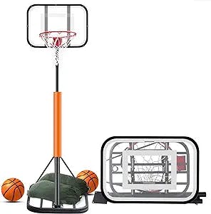 Portable Basketball Hoop Basketball System Height Adjustable Basketball Hoop Collapsible Basketball Hoop Outdoor/Indoor Basketball Goal for Kids & Adult 6.2 to 8.8 Ft Telescoping Adjustment