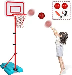 Kids Basketball Hoop Adjustable Height 2.9 ft-6.2 ft Toddler Toys Basketball Hoops Indoor Outdoor Play Mini Portable Basketball Goals Outside Toys Backyard Games for Boys Girls Age 3 4 5 6 7 8 Gifts