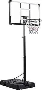 Yaheetech Basketball Hoop Portable 44 Inch Basketball Goal System Height Adjustable 7.5-10ft with PVC Backboard and 2 Wheels