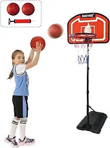 Basketball Hoop for Kids Indoor Outdoor Play Toddler Basketball Hoop with 2 Balls & 2 Nylon Nets Adjustable Height 3.3 ft-4.5 ft Perfect Family Game for Boys Girls Age 2 3 4 5 6 Gifts