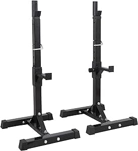 F2C Max Load 550Lbs Pair of Adjustable 40"-66" Squat Rack Sturdy Steel Squat Barbell Free Bench Press Stands Gym/Home Gym Portable Dumbbell Racks Stands (one Pair/Two pcs)
