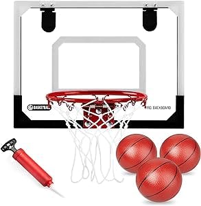 Indoor Basketball Hoop Over The Door, Mini Basketball Hoop for Door with 3 Balls and Complete Accessories