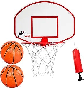 Majestic Hoops Mini Basketball Hoop - Indoor Basketball Hoop – Durable Plastic Basketball Hoop Indoor for Kids and Adults – No Assembling – Premium Basketball Indoor Game with Ball and Pump