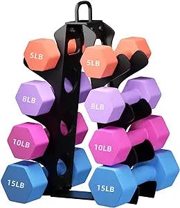 Weight Rack for Dumbbells, EXBTOKA Upgraded Dumbbell Rack with Handle, 4 Tier Dumbbell Rack Stand Only, Compact A-Frame Dumbbell Rack, Suitable for Home Gym