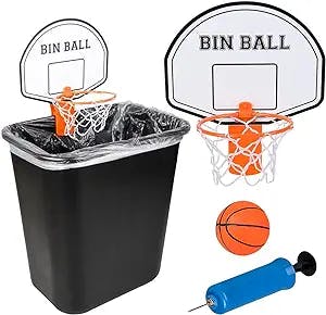 ArtCreativity Trash Can Basketball Set, Includes Clip-On Hoop with Backboard, Inflatable Ball and Pump, Fun Indoor Basketball Hoop for Kids, Office Toys for Adults, Great Birthday Gift Idea