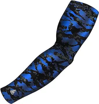 Cooling Compression Arm Sleeves for Men, Women Sports - UV Sun Protection & Anti-Slip Tattoo Cover Up Forearm Sleeve - Blue