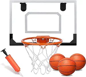 Mini Indoor Basketball Hoop Set for Kids - Basketball Hoop for Door Complete Basketball Game Accessories -Basketball Toy Gifts for Kids Boys Teens (with Pump)