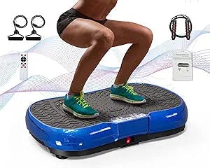 Bigzzia Vibration Plate Exercise Machine 10 Modes Whole Body Workout Vibration Fitness Platform w/ Loop Bands Jump Rope Bluetooth Speaker Home Training Equipment for Weight Loss & Toning