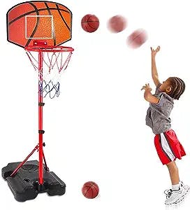 Kids Basketball Hoop for 1 2 3 4 5 6 Year Old Stand Adjustable Height 3.5ft-5.5ft Toddler Boy Basketball Hoop Indoor Mini Basketball Hoops Goal Ball Games Toys for Girl Boy Age 1-3 2-4 3-5