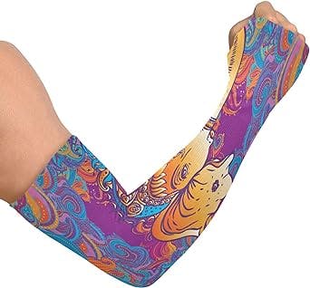 STAYTOP Elephant Tribal Flower Compression Arm Sleeves -UV Sun Protection Cooling Athletic Sports Sleeve for Football,Cycling,Travel