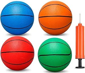 5 INCH PVC Mini Basketball for Indoor Basketball Mini Hoops, Soft 5" Rubber Small Repacement Basketball for Over Door Basketball Hoop Sets, Little Basketballs for Adults & Kids (3 PCS with Air Pump)