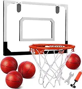 Indoor Mini Basketball Hoop Set with 3 Balls for Kids and Adults - Pro Mini Basketball Hoop for Door & Wall with Complete Basketball Accessories Perfect Christmas Birthday Gifts for Kids Boys Teens