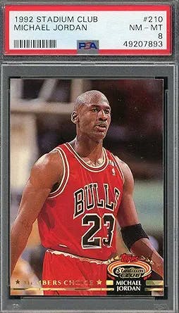 Michael Jordan 1992 Stadium Club Basketball Card #210 Graded PSA 8