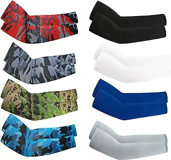 8 Pairs Cooling Arm Sleeves UV Protection Sun Sleeves for Women Men Outdoor Sports Basketball Cycling Golf Arm Cover Sleeve