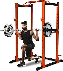 SQUATZ Adjustable Squat Rack Stand - Barbell Rack With Safe Locking System, Landmine Attachment Compatible with Standard and Olympic Barbells, Stand Home Gym Weight Rack, Weight Capacity: 1000lbs