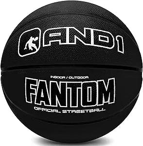 AND1 Fantom Rubber Basketball: Official Regulation Size 7 (29.5 inches) Rubber Basketball - Deep Channel Construction Streetball, Made for Indoor Outdoor Basketball Games