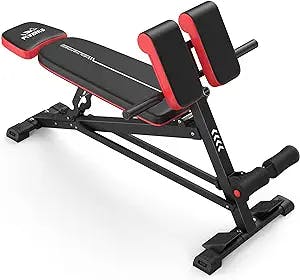 FLYBIRD Adjustable Bench, Utility Weight Bench for Full Body Workout- Multi-Purpose Foldable Incline/Decline Benchs, Regular/Roman Chair