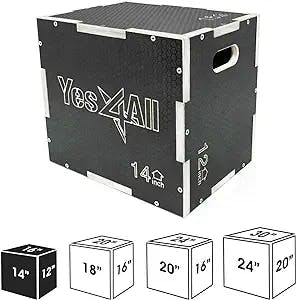 Yes4All 3 in 1 Non-Slip Wooden Plyo Box, Plyometric Box for Home Gym and Outdoor Workout
