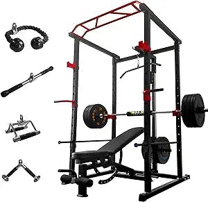IFAST Multi-Functional Power Cage,Home Adjustable Pullup Squat Rack 1000Lbs Capacity Comprehensive Fitness Barbell Rack