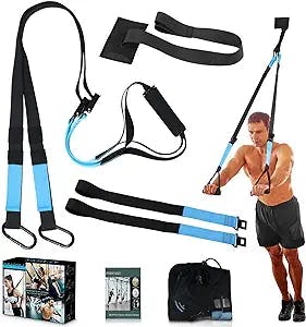 KEAFOLS Bodyweight Fitness Resistance Suspension Kit Extension Strap Door Anchors, Powerlifting Strength Workout Straps Full Body Complete Home Gym Body Core Exercise