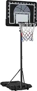 Yaheetech Height Adjustable Basketball Hoop Stand Set Portable 30''/32'' PE Backboard w/ 2 Wheels Use for Indoor & Outdoor