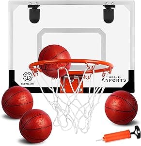 SUPER JOY Pro Room Basketball Hoop Over The Door - Wall Mounted Basketball Hoop Set with Complete Accessories - Indoor Basketball Hoop for Kids & Adults