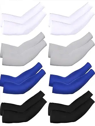 Fly Higher with 8 Pairs Unisex UV Protection Arm Cooling Sleeves Ice Silk A