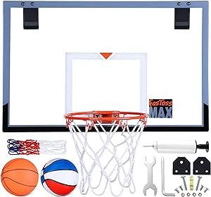 Large Indoor Mini Basketball Hoop for Wall Mount and Door 25 X 16 Inch Large Backboard for Office & Home Play, Basketball Gift for Kids and Adults with Complete Accessories