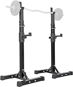 ANT MARCH Pair of Adjustable Height 40"-66" Portable Dumbbell Racks Sturdy Steel Squat Rack Barbell Free Bench Press Stands Home Gym Load 550Lbs Dipping Station