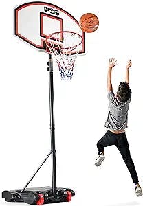 Play22 Kids Adjustable Basketball Hoop Height 5-7 FT - Portable Basketball Hoop for Kids Teenagers Youth and Adults with Stand & Backboard Wheels Fillable Base - Basketball Goals Indoor Outdoor Play
