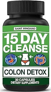 Saint Mingiano 15 Day Cleanse | Colon Detox with Natural Laxative for Constipation & Bloating. 30 Pills to Detoxify & Boost Energy | Extra-Strength Senna Leaf Supplements | Strong for Some People.