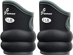 Sportneer Wrist Weights Set 2lb (1lbs Each) Thumblock Arm Hand Weights Weighted Weights for Women - Comfortable & Breathable, Great for Strength Training Yoga Jogging Walking & All Kind of Cardio Exercises, 1 lbs each, 2lbs Pair