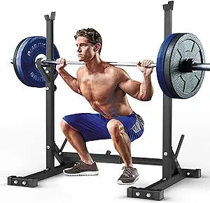 Holleyweb Squat Rack Stand Bench Press Rack,Adjustable Barbell Stand Rack Multi-Function Strength Weight Rack Home Gym