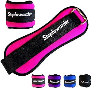 Stepfowarder 1-4 Lbs Ankle/Wrist Weights (a Pair), Optional Colors & Weights with Adjustable Strap for Women, Men, Kids - Running, Jogging, Gymnastic, Physical Therapy, Fitness