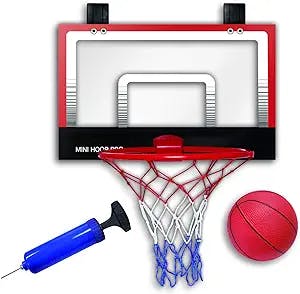 Mini Basketball Hoop Set – Foldable Basketball Hoops for Kids Age 3+ & Adults, Over The Door Indoor & Outdoor, Dorm Games, Room, Bedroom or Office - with Small Basketball Toy & Pump