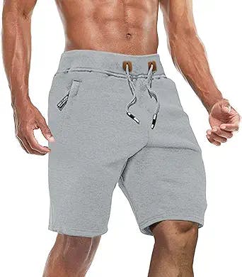 BIYLACLESEN Men's Running Shorts Lightweight Gym Training Workout Shorts Zipper Pockets