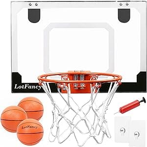 LotFancy Mini Basketball Hoop for Door and Wall, Indoor Basketball Hoop for Kids Adults, 3 Balls, 18 x 12'' Backboard and Complete Accessoires Included