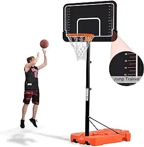 Merax Portable Basketball Hoop & Goal with 44” Backboard, Outdoor 6.6-10ft Adjustable Basketball System with Breakaway Rim and Wheels for Youth, Adult Yard Driveway Fun