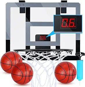 Mini Basketball Hoop with Electronic Scorer for Kids Adults, Indoor Basketball Hoop with 3 Balls (7.1 in), Door Basketball Hoop Toys for 3-12