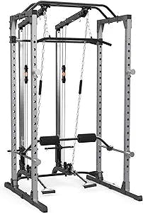 Fitness Reality Squat Rack Combo with Lat Pull-Down and Cable Cross Over Attachment