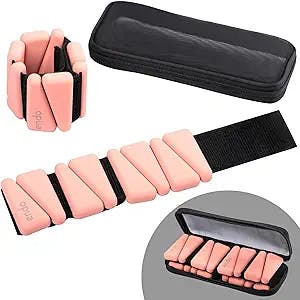 endo strength Adjustable Wrist Weights for Women in Peachy Pink - 2 Pieces that Weigh 1 Pound Each and Ankle with Carrying Case Weighted Wristbands Cardio, Yoga, Walking