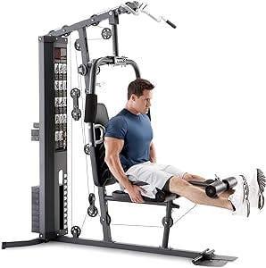 Marcy 150lb. Stack Home Gym with Pulley, Arm, and Leg Developer Multifunctional Workout Station for Weightlifting and Bodybuilding – 300 lbs Capacity MWM-4965, Black